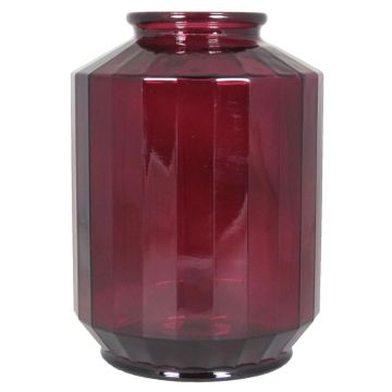 Blumen Glas Vase LOANA, klar-rot, 35cm, Ø25cm, 12L