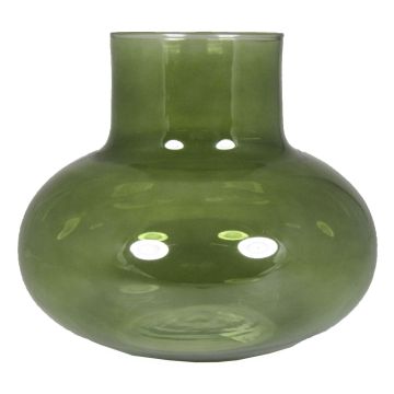Deko Blumenvase bauchig AFRODITA, Glas, grün-klar, 26cm, Ø28cm