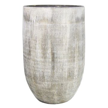 Blumen Vase aus Keramik KAMUNI, längsstreifen, grau-grün, 40cm, Ø22cm