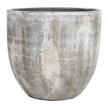 Übertopf aus Keramik KAMUNI, längsstreifen, grau-grün, 36cm, Ø39cm