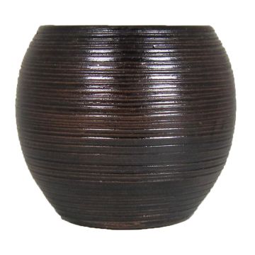 Keramik Übertopf CATARI, Rillen, braun, 32cm, Ø35cm