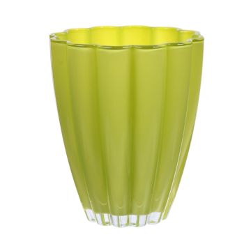 Glas Blumenvase BEA, apfelgrün, 17cm, Ø14cm