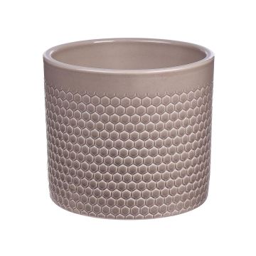 Keramik Pflanztopf CINZIA, Punktemuster, taupe hell, 12,3cm, Ø13,5cm