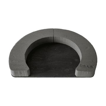 OASIS Black Ideal Nasssteckmasse Offener Kranz MAVIS, Bioline Holzunterlage, schwarz, 5cm, Ø40cm