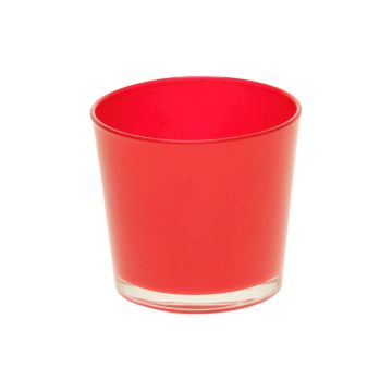XXL Teelicht Halter ALENA, Glas, rot, 9cm, Ø10cm