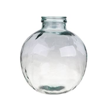 Runde Dekoflasche ORNELA aus Glas, recycelt, klar-blau, 35cm, Ø31cm