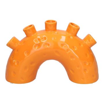 Dolomit Vase Regenbogen RHIANNON mit 5 Öffnungen, orange, 24x8,5x15,3cm