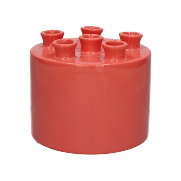 Dolomit Vase VIVIANNE mit 6 Öffnungen, lachs, 14,3cm, Ø17cm