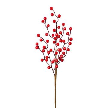 Kunstzweig Kartoffelrose GAVRON mit Hagebutten, rot, 45cm
