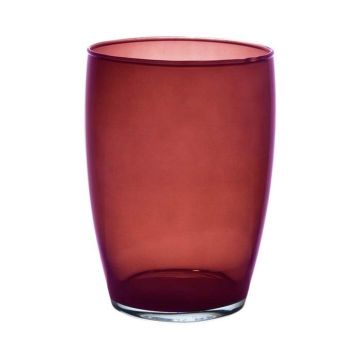 Blumenvase HENRY aus Glas, rund, rot-klar, 20cm, Ø14cm