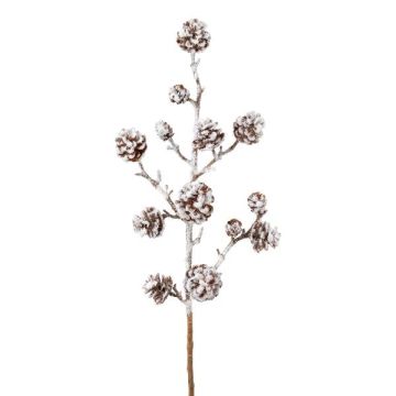 Kunstzweig Tanne JORFEN mit Zapfen, beschneit, weiß-braun, 60cm
