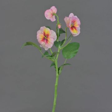 Dekozweig Stiefmütterchen SIANIE, rosa-pink-gelb, 35cm, Ø5-6,5cm