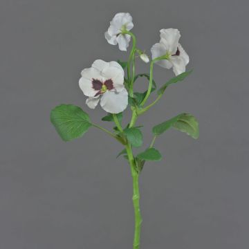Dekozweig Stiefmütterchen SIANIE, weiß-burgunderrot, 35cm, Ø5-6,5cm