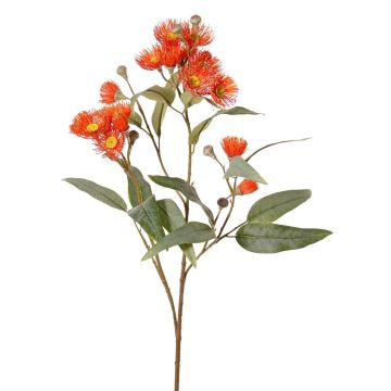 Eukalyptus Zweig künstlich WANARA mit Blüten, orange, 100cm