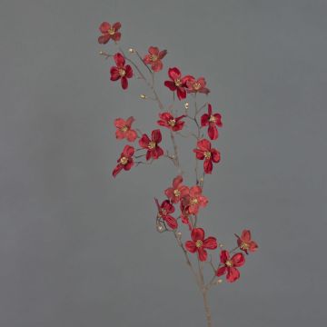 Samt Hartriegel Zweig künstlich NAVAS mit Blüten, dunkelrot-gold, 85cm, Ø4-6cm