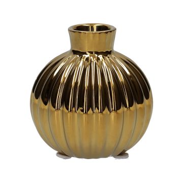 Keramikflasche OLLIVERA mit Rillen, gold-metallic, 8,2cm, Ø8cm