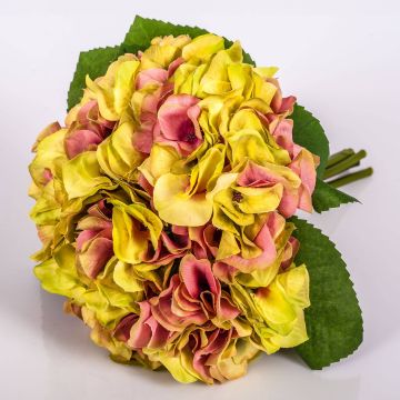 Künstlicher Hortensien Strauß KLARA, grün-rosa, 30cm, Ø18cm