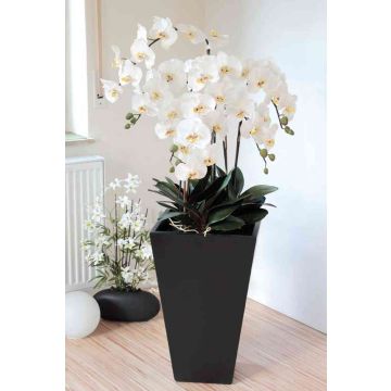 Kunst Phalaenopsis Orchidee WILHELMINA, Holztopf, weiß, 150cm