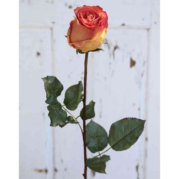 Künstliche Rose OPHELIE, orange-gelb, 85cm, Ø7cm