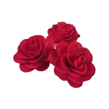 Deko Blüten Rosen DELPHINE aus Holz, 5 Stück, rot, Ø5cm