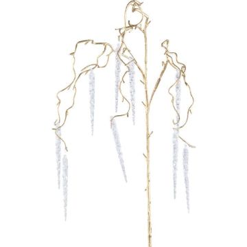 Künstlicher Haselnuss Zweig MONDEL mit Eiszapfen, hängend, gold, 115cm