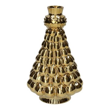 Dekoflasche Tannenbaum BRIXON, Punkte Muster, Keramik, gold-metallic, 20,3cm, Ø12,5cm