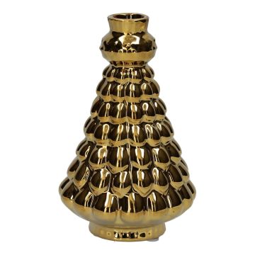 Dekoflasche Tannenbaum BRIXON, Punkte Muster, Keramik, gold-metallic, 24,5cm, Ø14cm