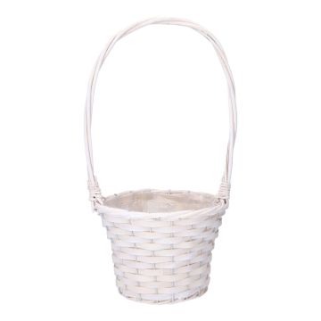 Korb für Blumen BARONIKA mit Henkel, Weide, weiß, 48cm, Ø25cm
