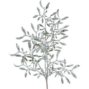 Kunstzweig Mistel PLAVIR mit Beeren, gefroren, weiß-grün, 55cm