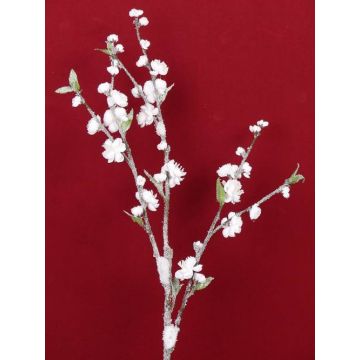 Kunstzweig Zierpfirsich NANTA, Blüten, beschneit, weiß, 100cm