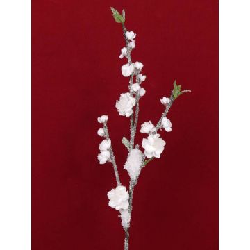 Kunstzweig Zierpfirsich NANTA, Blüten, beschneit, weiß, 80cm