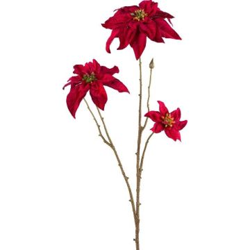Kunstblumen Zweig Weihnachtsstern VORLIN, rot, 65cm
