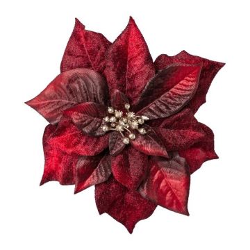 Samt Weihnachtsstern SINFE, burgunderrot, Ø18cm