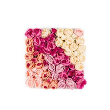 Kunstblumen Matte ROSINDA, Kohl-Rose, rosa-pink-pfirsich-creme, 50x50cm