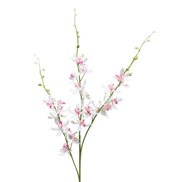 Kunstblumen Zweig Cymbidium Orchidee MONDEGO, weiß-pink, 95cm