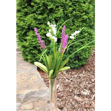 Deko Blumenstrauß SIVIKELO, Maiglöckchen, Lavendel, Steckstab, violett-weiß, 40cm