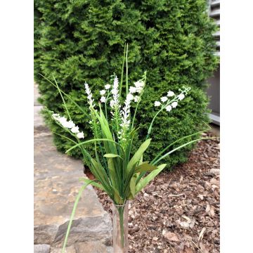 Deko Blumenstrauß SIVIKELO, Maiglöckchen, Lavendel, Steckstab, weiß, 40cm