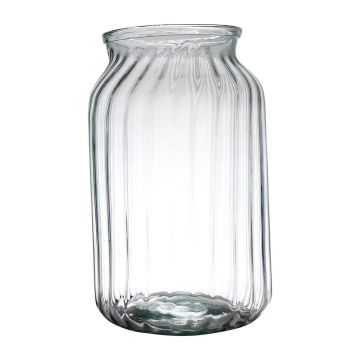 Glaswindlicht QUINN EARTH mit Rillen, recycelt, klar-grün, 30cm, Ø18cm