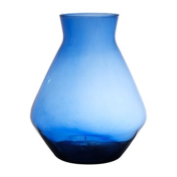 Glas Blumen Vase RAMUNDA, recycelt, blau-klar, 25cm, Ø19cm
