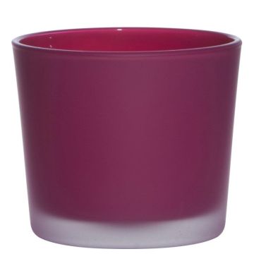Großes Teelichtglas ALENA FROST, magenta matt, 9cm, Ø10cm