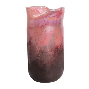 Glas Blumenvase PEPA, Öffnung gefaltet, multi-pink-klar, 41,5cm, Ø20cm Glas Blumenvase PEPA, Öffnung gefaltet, multi-pink-klar, 41,5cm, Ø20cm