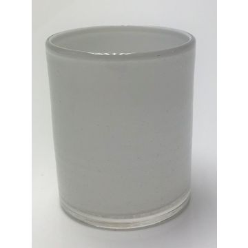 Teelichtglas MALI, weiß, 11,5cm, Ø9cm