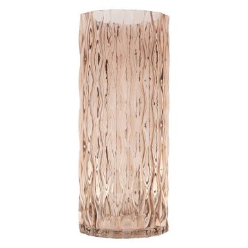 Glas Tischvase MIRIAN mit Struktur, klar-taupe, 30cm, Ø12,8cm