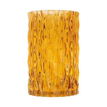 Glas Tischvase MIRIAN mit Struktur, klar-gelb, 20cm, Ø12,8cm