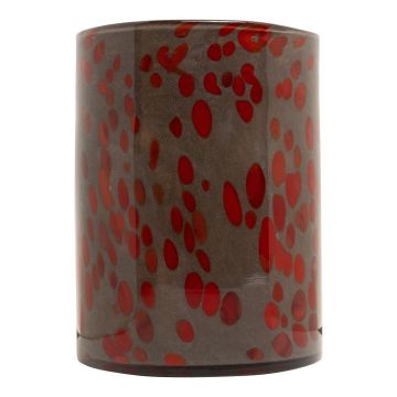 Zylinder Glas Blumenvase RUSSELL, Leopardenmuster, braun-orange-klar, 25cm, Ø19cm