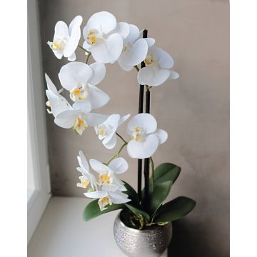 Kunstorchidee Phalaenopsis EMILIA, Dekotopf, weiß, 50cm