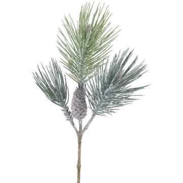 Kunstzweig Pinie SNOLER mit Glitzer, Zapfen, gefroren, grün, 60cm