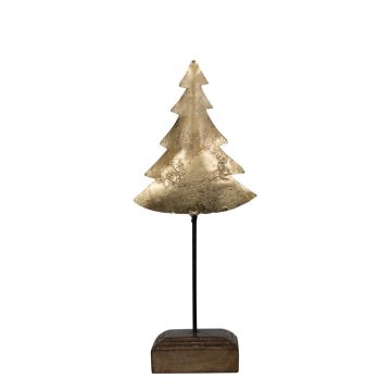 Deko Tannenbaum DORANA aus Metall, Holzfuß, gold, 14x10x35cm