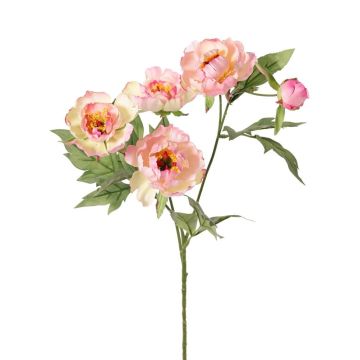 Kunstzweig Pfingstrose LARDUAN, Eco Collection, rosa-weiß, 60cm, Ø7cm