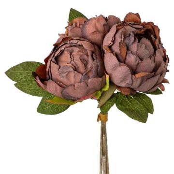Künstlicher Blumenstrauß Pfingstrose ZOLTANY, braun, 25cm